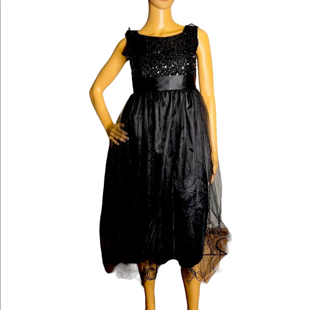 Sequin & Curly Tulle Babydoll Cocktail Dress